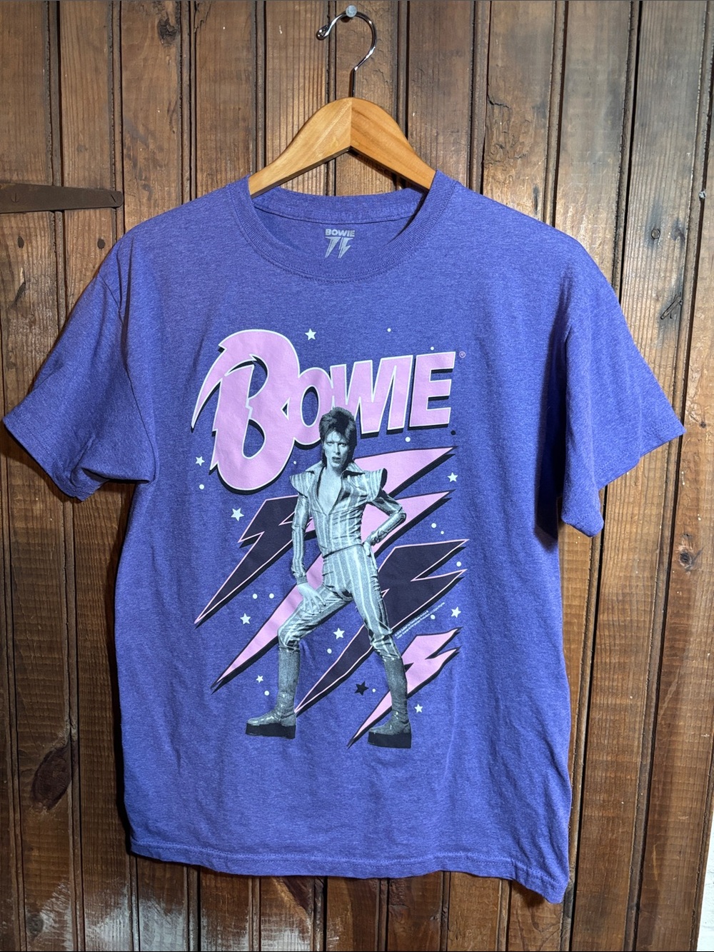 David Bowie Purple Graphic Band Tee - Logo